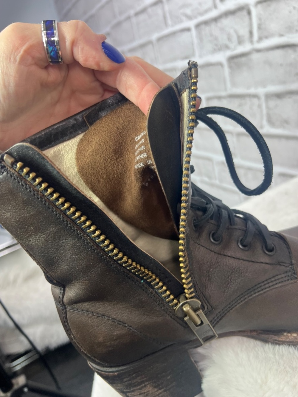 🦅FREEBIRD BY STEVEN • Cavalier Brown Leather Lace Up Combat Ankle Boots Size 8 - Picture 10 of 15